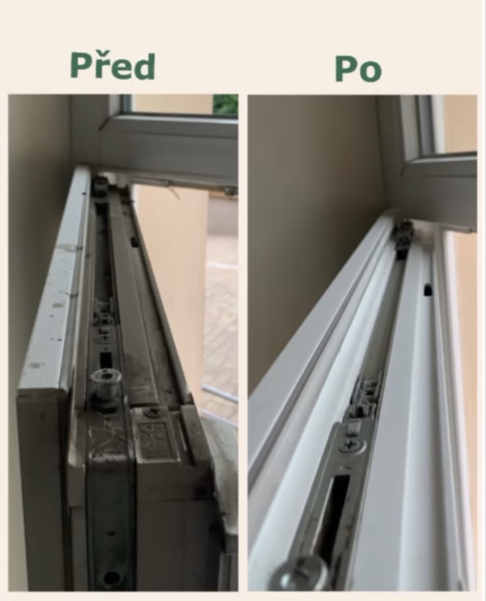 Okno před a po servisu